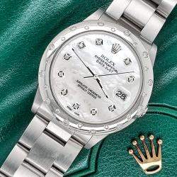 Rolex Custom White MOP Diamond Stainless Steel Datejust 78240 Automatic Women's Wristwatch 31 mm