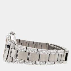 Rolex Custom Rhodium Grey 3.5ct Diamond Stainless Steel Datejust Automatic Women's Wristwatch 31 mm