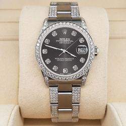 Rolex Custom Rhodium Grey 3.5ct Diamond Stainless Steel Datejust Automatic Women's Wristwatch 31 mm