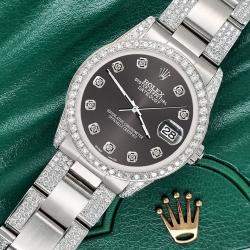 Rolex Custom Rhodium Grey 3.5ct Diamond Stainless Steel Datejust Automatic Women's Wristwatch 31 mm