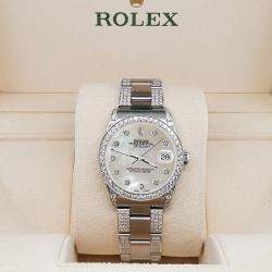 Rolex Custom Champagne MOP 3.5ct Diamond Stainless Steel Datejust Automatic Women's Wristwatch 31 mm