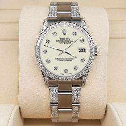 Rolex Custom 3.5ct Diamond Stainless Steel Datejust Automatic Women's Wristwatch 31 mm