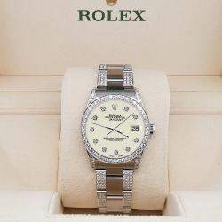 Rolex Custom 3.5ct Diamond Stainless Steel Datejust Automatic Women's Wristwatch 31 mm