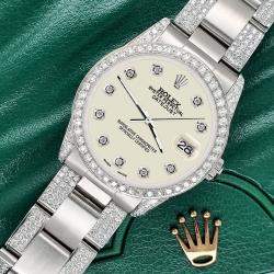Rolex Custom 3.5ct Diamond Stainless Steel Datejust Automatic Women's Wristwatch 31 mm
