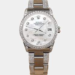Rolex Custom White MOP 3.5ct Diamond Stainless Steel Datejust Automatic Women's Wristwatch 31 mm