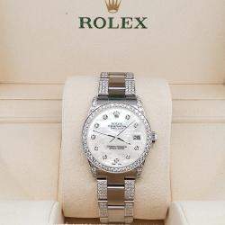 Rolex Custom White MOP 3.5ct Diamond Stainless Steel Datejust Automatic Women's Wristwatch 31 mm