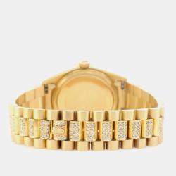 Rolex Custom  Diamond 18K Yellow Gold Day-Date  Automatic Men's Wristwatch 36mm