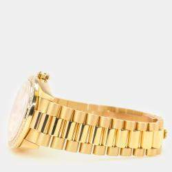 Rolex Custom White MOP Diamond 18K Yellow Gold President Datejust  Automatic Women's Wristwatch 31mm