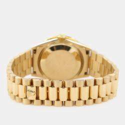 Rolex Custom White MOP Diamond 18K Yellow Gold President Datejust  Automatic Women's Wristwatch 31mm