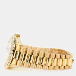 Rolex Custom White MOP Diamond 18K Yellow Gold President Datejust  Automatic Women's Wristwatch 31mm