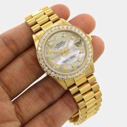 Rolex Custom White MOP Diamond Stainless Steel President Datejust  Automatic Women's Wristwatch 31MM