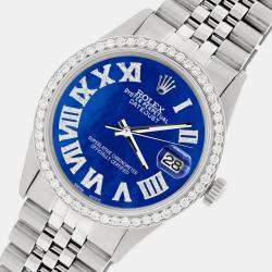 Rolex Custom Royal Blue MOP Diamond Stainless Steel Datejust  Automatic Men's Wristwatch 36MM