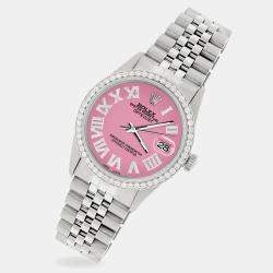 Rolex Custom Pink Diamond Stainless Steel Datejust  Automatic Men's Wristwatch 36MM