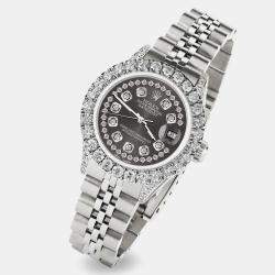 Rolex Custom Grey 2.35CT Diamond Stainless Steel Datejust  Automatic Women's Wristwatch 26mm