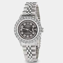Rolex Custom Grey 2.35CT Diamond Stainless Steel Datejust  Automatic Women's Wristwatch 26mm