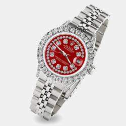 Rolex Custom Red MOP 2.35CT Diamond Stainless Steel Datejust  Automatic Women's Wristwatch 26mm