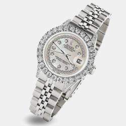 Rolex Custom Natural Pearl 2.35CT Diamond Stainless Steel Datejust  Automatic Women's Wristwatch 26mm