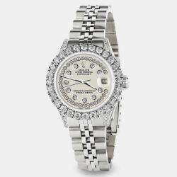 Rolex Custom Satin Linen 2.35CT Diamond Stainless Steel Datejust  Automatic Women's Wristwatch 26mm