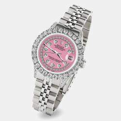 Rolex Custom Hot Pink 2.35CT Diamond Stainless Steel Datejust  Automatic Women's Wristwatch 26mm
