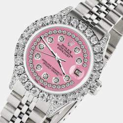 Rolex Custom Hot Pink 2.35CT Diamond Stainless Steel Datejust  Automatic Women's Wristwatch 26mm