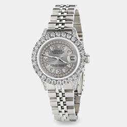 Rolex Custom Grey 2.35CT Diamond Stainless Steel Datejust  Automatic Women's Wristwatch 26mm