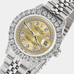 Rolex Custom Champagne 2.35CT Diamond Stainless Steel Datejust  Automatic Women's Wristwatch 26mm