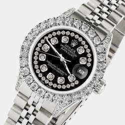 Rolex Custom Black 2.35CT Diamond Stainless Steel Datejust  Automatic Women's Wristwatch 26mm