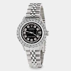 Rolex Custom Black 2.35CT Diamond Stainless Steel Datejust  Automatic Women's Wristwatch 26mm