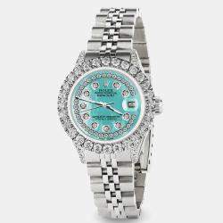 Rolex Custom Aquamarine MOP 2.35CT Diamond Stainless Steel Datejust  Automatic Women's Wristwatch 26mm