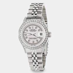 Rolex Custom Pearl Diamond Stainless Steel Datejust  Automatic Women's Wristwatch 26mm