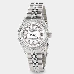 Rolex Custom White Diamond Stainless Steel Datejust  Automatic Women's Wristwatch 26mm