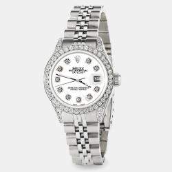 Rolex Custom White Diamond Stainless Steel Datejust  Automatic Women's Wristwatch 26mm