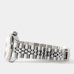 Rolex Custom Grey Diamond Stainless Steel Datejust  Automatic Women's Wristwatch 26mm