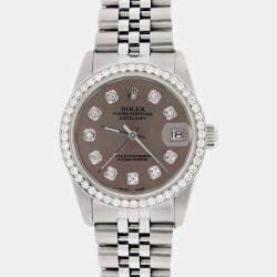 Rolex Custom Chocolate Diamond Stainless Steel Datejust  Automatic Women's Wristwatch 31MM