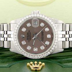 Rolex Custom Chocolate Diamond Stainless Steel Datejust  Automatic Women's Wristwatch 31MM