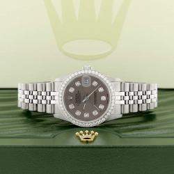 Rolex Custom Chocolate Diamond Stainless Steel Datejust  Automatic Women's Wristwatch 31MM