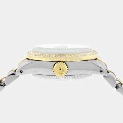 Rolex Custom Black Diamond 18K Yellow Gold Stainless Steel Datejust  Automatic Women's Wristwatch 26mm