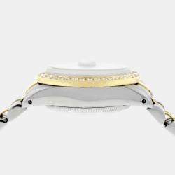 Rolex Custom Black Diamond 18K Yellow Gold Stainless Steel Datejust  Automatic Women's Wristwatch 26mm