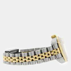 Rolex Custom Black Diamond 18K Yellow Gold Stainless Steel Datejust  Automatic Women's Wristwatch 26mm