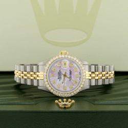 Rolex Custom Pink MOP Diamond 18K Yellow Gold Stainless Steel Datejust  Automatic Women's Wristwatch 26mm