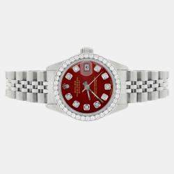 Rolex Customised Imperial Red Diamond Stainless Steel Datejust  Automatic Women's Wristwatch 26MM