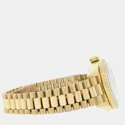 Rolex Customised Cocoa Brown Diamond 18K Yellow Gold President Datejust  Automatic Women's Wristwatch 26MM
