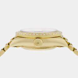 Rolex Customised Cocoa Brown Diamond 18K Yellow Gold President Datejust  Automatic Women's Wristwatch 26MM