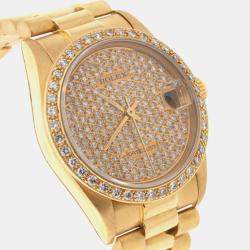 Rolex Customised  Diamond 18K Yellow Gold President Datejust  Automatic Women's Wristwatch 31MM
