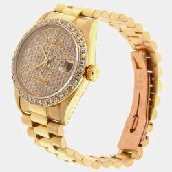 Rolex Customised  Diamond 18K Yellow Gold President Datejust  Automatic Women's Wristwatch 31MM