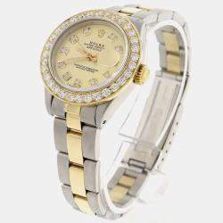 Rolex Customised Champagne Diamond 18K Yellow Gold Stainless Steel Datejust  Automatic Women's Wristwatch 26MM