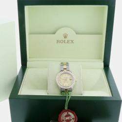 Rolex Customised Champagne Diamond 18K Yellow Gold Stainless Steel Datejust  Automatic Women's Wristwatch 26MM