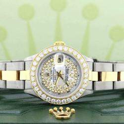 Rolex Customised White MOP 1.30CT Diamond 18K Yellow Gold Stainless Steel Datejust  Automatic Women's Wristwatch 26MM