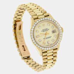 Rolex Customised Champagne Diamond 18K Yellow Gold President Datejust  Automatic Women's Wristwatch 26MM