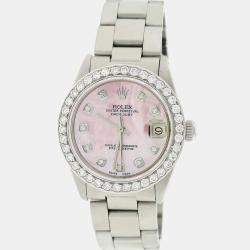 Rolex Customised Pink MOP 1.52CT Diamond Stainless Steel Datejust  Automatic Women's Wristwatch 31mm